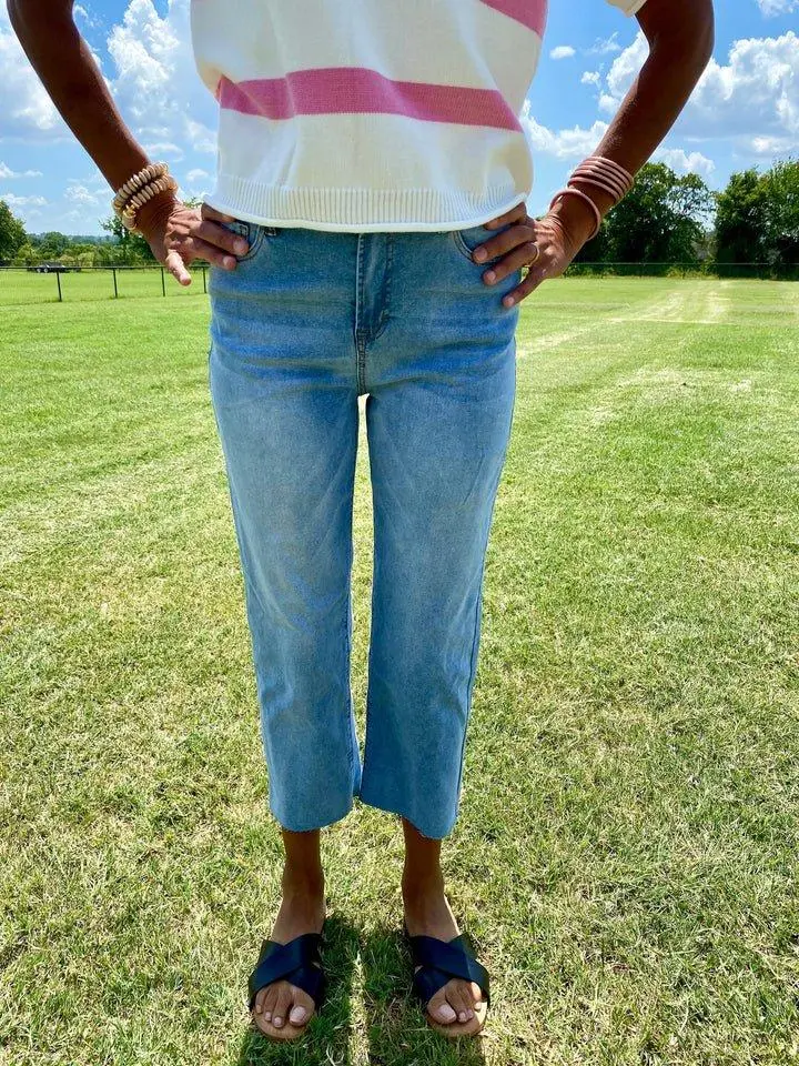 Classic Comfort Ankle Jean - High Waist, Stretchy Denim, Casual Style, Fitted Design, Versatile for Any Occasion - Womenswear, Piece, Bottom, Trouser