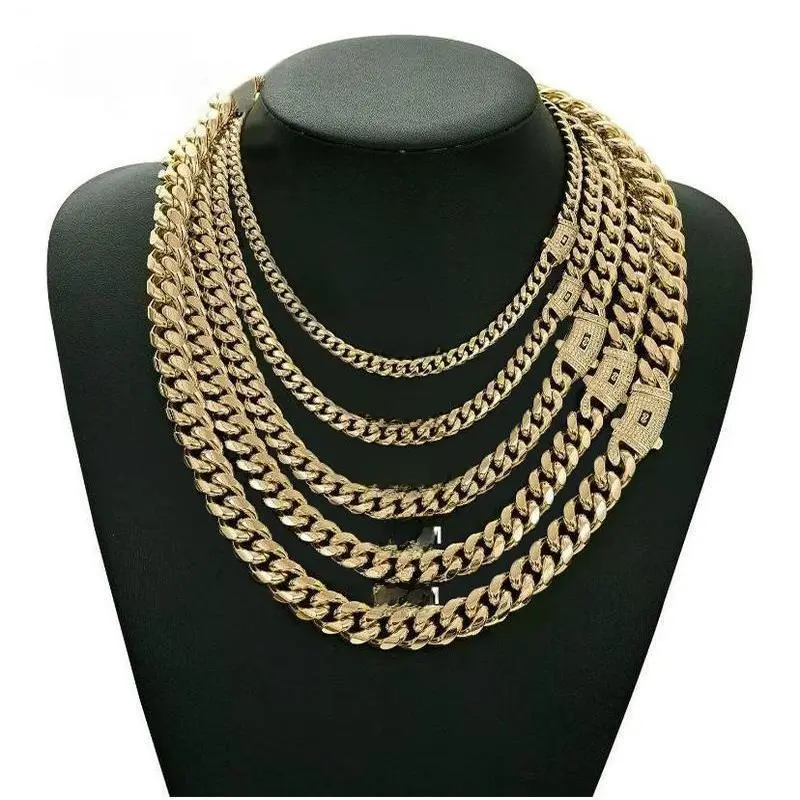 Mens/Women Light Golden(14) Cuban Link Necklace Stainless Steel Miami Thick Necklace Hip Hop Jewelry 6/8/10/12/14MM chain bling  neck  lace real  chain necklace  for  girlfriend,Mother's Day Gift, Gift for Mom!