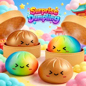 Smiling Face Dumpling Squishy Surprise - Mystery Bun Sensory Fidget Gift, Soft TPR Soft Fidgets Squishies, Squishy Squeeze Stress Relief Toy, Ideal for Valentine's Day Exchange Gifts