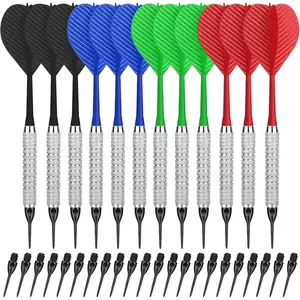 12pcs Soft Plastic Tip Darts Set with 100 Plastic Tips for Electronic Dartboard