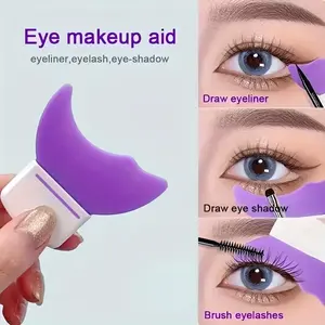 2pc Silicone Makeup Guide Tools, Easy Application, Eyeliner, Lash Line, Lower Lid, Professional Use, Low Allergy, Cleaning Aid