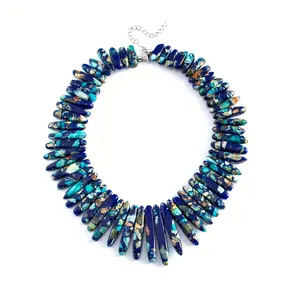 Women's Fashion Jewelry Needle Shape Multicolor Natural Stone Different Length Beaded Short Necklace Necklace Christmas Gift