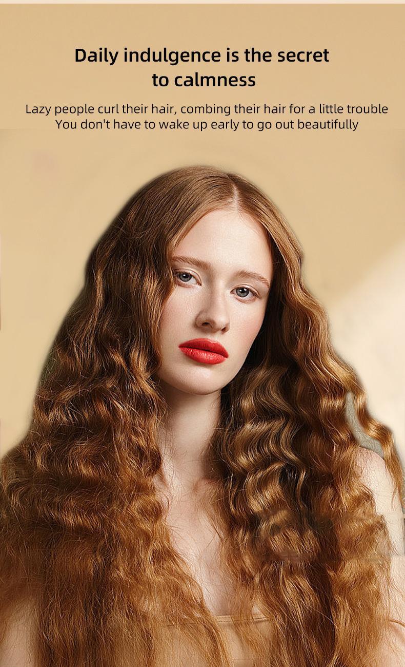 PretiHom Beach Wave Crimper Hair Stick Fluffy Big Wave Ripple 32mm Splint Comfort Curling Irons Heat Free Styler Heatless Curler Single Unit Haircare