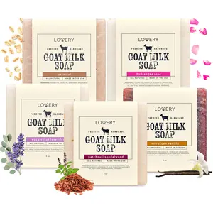 Handmade Goat Milk Soap Bars with Organic Shea Butter -  5Pack Oatmeal, Eucalyptus