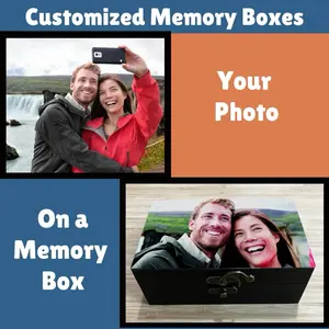 Custom Memory box with your design-Unique keepsake storage Decorative Gift Organiser Wooden Container Felt Print Multicolor Cover trinket  holder