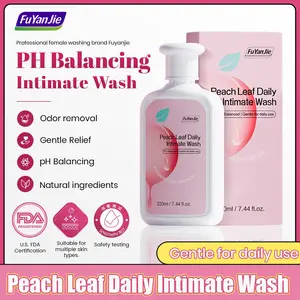FuYanJie Peach Leaf Feminine Wash For intimate area Hygiene and Itchy, pH Balanced Body Wash with Lactic Acid For Sensitive Skin, Gentle Hydration, Odor Neutralization & Daily Hygiene, 220ml/7.44oz