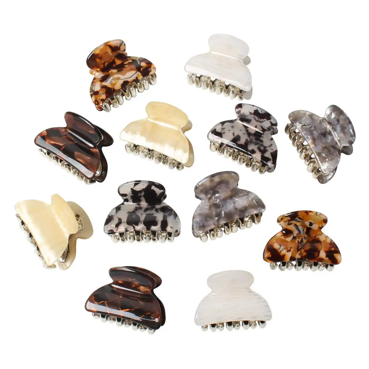 1.57 inch Small  Hair Claw Clips for Girls and Women Marbling Hair Clips,Plastic No-Slip Grip Jaw Hair Clip Hair Jaw Clamp,Pack of 12
