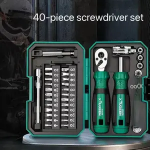 Home Multi-Function Tool Set with Small Ratchet Wrench, Socket & Screwdriver, Furniture Assembly, Appliance Repair, Easy Storage