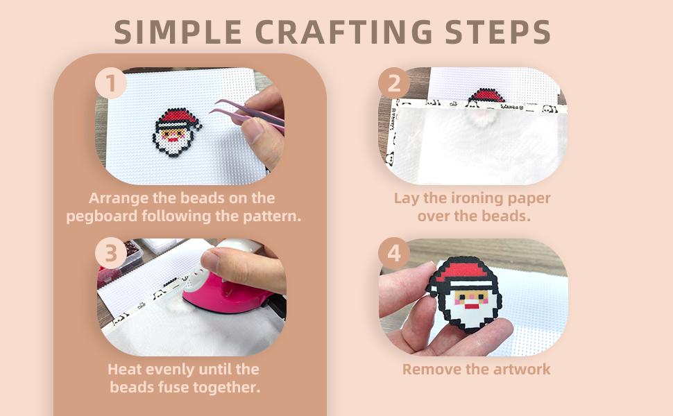 Psykade Fuse Beads Kit-Easy DIY-96 Colors 53000 2.6mm, 200+ Patterns, Built-in Iron |   DIY Crafts Supplies for Women, Art Decorations for Room, Ideal Gift,Pixel Art,All-in-One