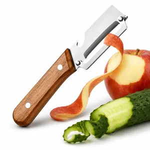 Multifunctional Vegetable Peeler and Bottle Opener, Heavy Duty Stainless Steel, Wooden Handle, Zero-Snag, for Pumpkin, Carrot and Potatoes