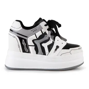 Anthony Wang Qunice 02 - White Platform Sneakers Round Toe Trainer Sports Shoes Runner Training Footwear