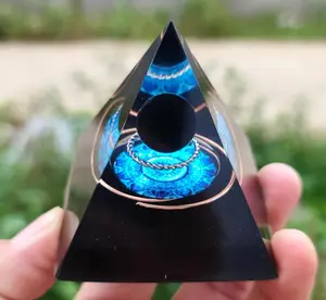 Natural Black Obsidian Stone Orgonite Pyramid