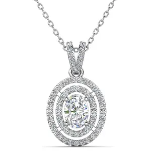 Zelda 18k White Gold Plated Pendant Necklace with Simulated Diamond Crystals