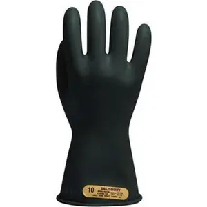 Salisbury by Honeywell Class 00 Lineman Gloves, Size 2XL (11), 11" Long, Rubber-Lined, 500 AC Max Use Voltage, 2500 AC Test Voltage, Black, ASTM D120 E0011B/11