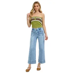 Risen Jeans - High Rise Crop Wide Leg Front Pintuck (27" Inseam) - PWC21009