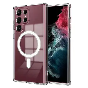 Clear Magnetic transparent See-Through magsafe clear phone case for Samsung s22 s23 s24 s25 s26 Plus ULTRA FE EDGE A14 A15 A16 A35 A36 A54 A56  Protection Protector,Phone Protector Cover, Strong Hold fashion  case Glossy Magnetic Case