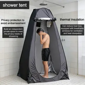 Dark gray portable changing and shower tent, heightened and thickened, easy to fold, suitable for multiple scenarios, quick-open outdoor camping movable toilet private tent