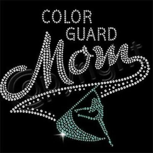 Color Guard Mom 8.5"x7.5" Rhinestone Iron On Transfer