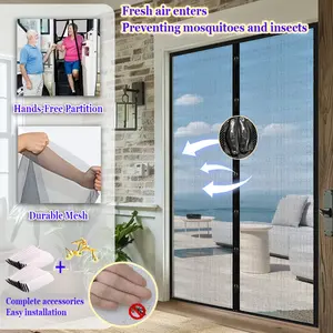 1-piece summer household magnetic curtain, black invisible mesh design screen door, fresh air enters the mosquito net, bedroom, balcony and kitchen automatically close the door curtain