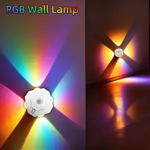 2pcs Infrared Human Sensor 4-Inch LED Night Light with RGB Blinking Mode, Ambient Night Lights, Wall Lamp, Magnetic Attachment for Hole-Free Installation Stair Lamp, LED Cat Eye Lamp, USB Charging, Suitable for Staircase, Bedroom, Living Room Lighting