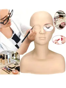 Soft Touch Makeup Practice Head Model, Ideal for Eyelash Extension and Wig Display, Realistic Training Dummy for Cosmetics