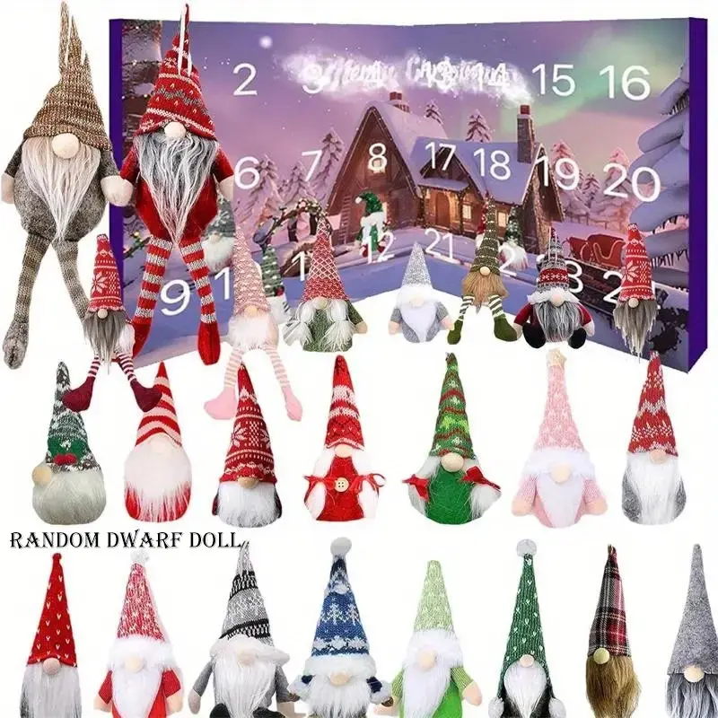 Christmas Countdown Calendar Gift Box Set, Includes Random Dwarf Dolls, 24 Days Mystery Surprise, Holiday Decor & Home Office Gifts