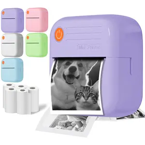 Mini Portable Inkless Sticker Machine,Printer set,rechargeable instant photo paper printer, compatible with iPhone and Android, perfect for shooting events,Used for Notes,Diaries DIY,learning graphics,photos, Portable Handheld Printer