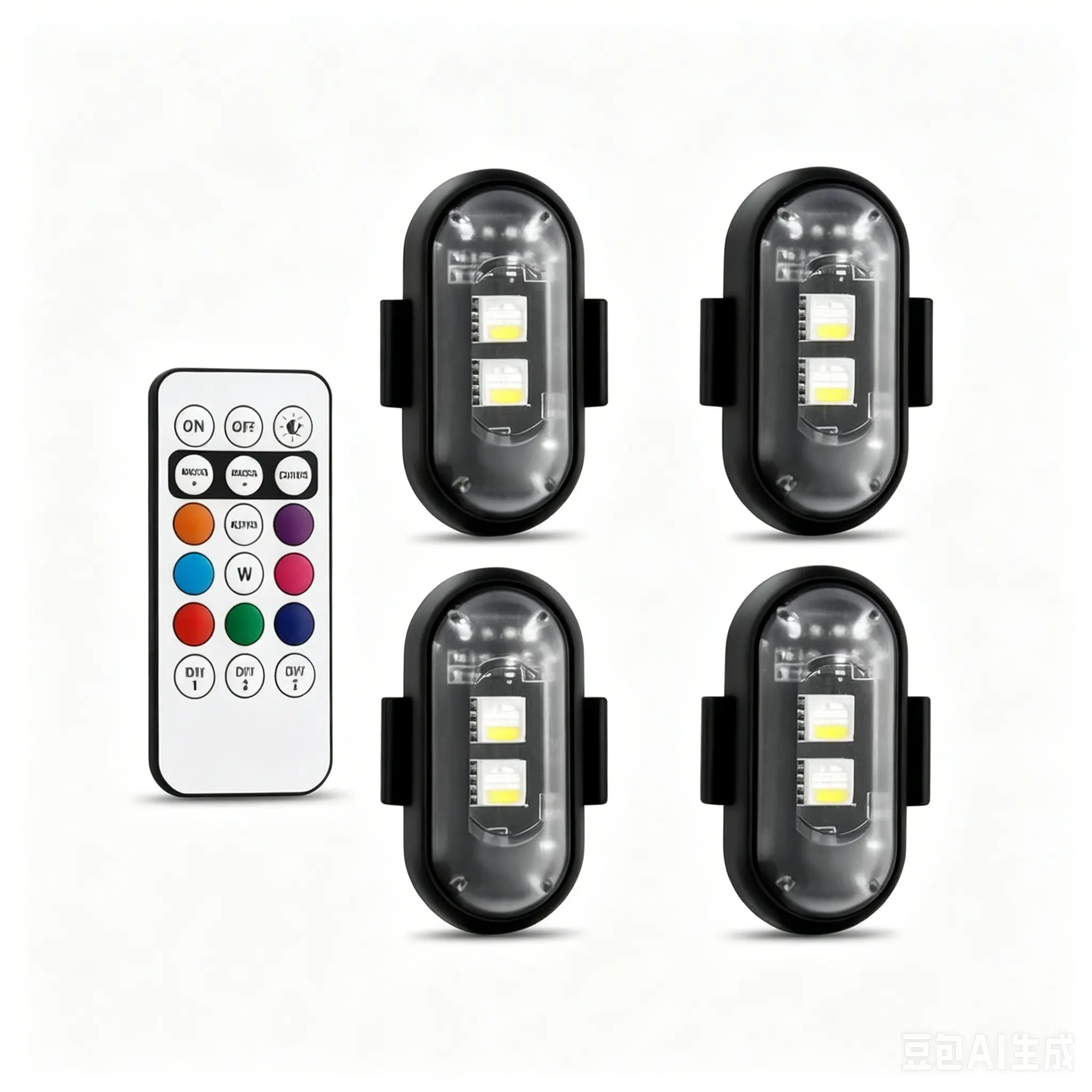 4pcs RGB Led Aircraft Light, Wireless Remote Strobe Warning Light, Waterproof Multi-Color Ambient Lighting Kit for Truck Jeep ATV Night Riding Mods