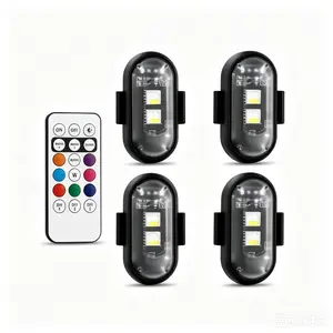 4pcs RGB Led Aircraft Light, Wireless Remote Strobe Warning Light, Waterproof Multi-Color Ambient Lighting Kit for Truck Jeep ATV Night Riding Mods