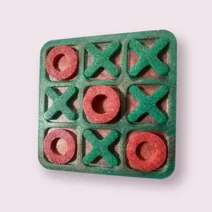 Handmade Resin Green and Pink Tic Tac Toe Board - Vibrant Look, Simple Design, Easy to Use, Ideal Board Game for Ages Above 12