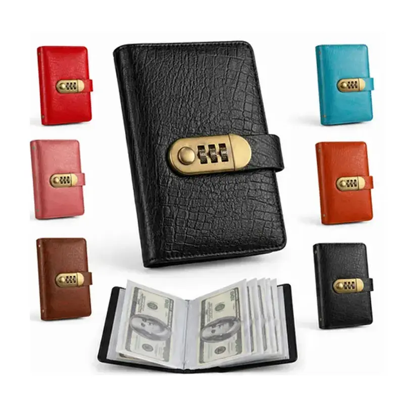 A6 PU Leather Loose-Leaf Budget Folder Notebook with 3-Digit Resettable Combination Lock, Ample Cash/Important Items Storage, Secure Protection, Durable Build for Household Financial Planning