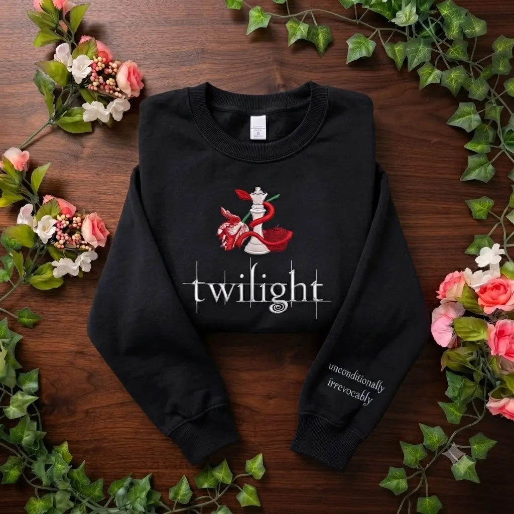 Twilight Inspired Embroidered Sweatshirt, Unconditionally Irrevocably Crewneck, Vampire Romance Hoodie, Book Lover Gift Cotton
