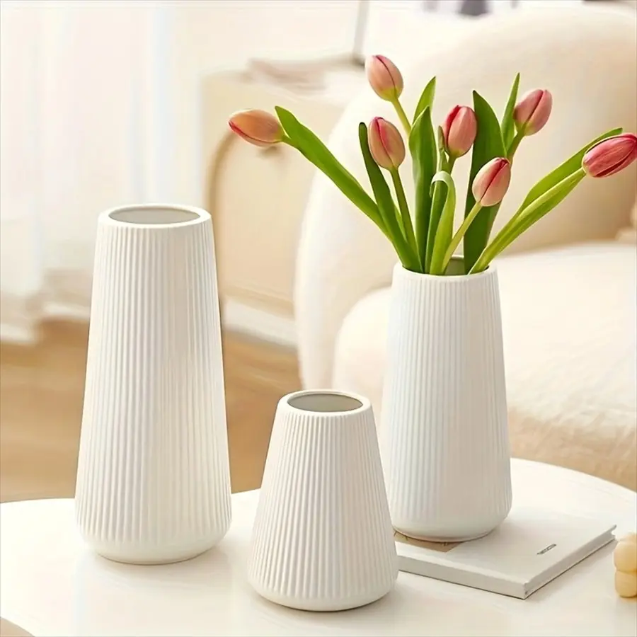 3pcs/set Minimalist Plastic Vases, Vases for Flowers, Bohemian Style Flower Containers, Modern Decorative Centerpieces, Ideal for Weddings, Parties, Home Decor