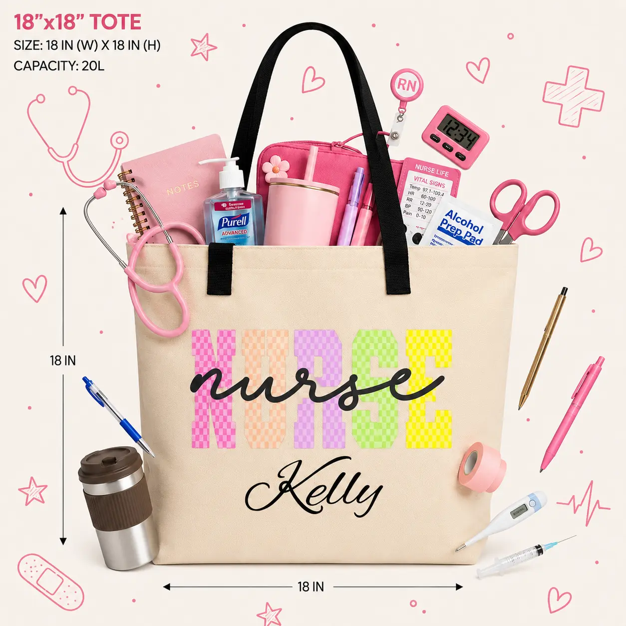 Nurse Kelly Tote Bag | Personalized Name Nurse Tote
