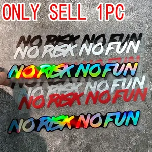 1PC NO RISK NO FUN Car Stickers, Sticker For Cars, Letters Waterproof Vinyl Decals for Vehicle Window, Motorcycle Side Panels, Fuel Tank, Helmet, Bicycle Frame, Top Tube, A Great Gift for A Friend, Universal Car Sticker