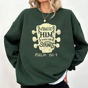 Guitarists Praise Him With The Strings Acoustic Guitar Music Sweatshirt
