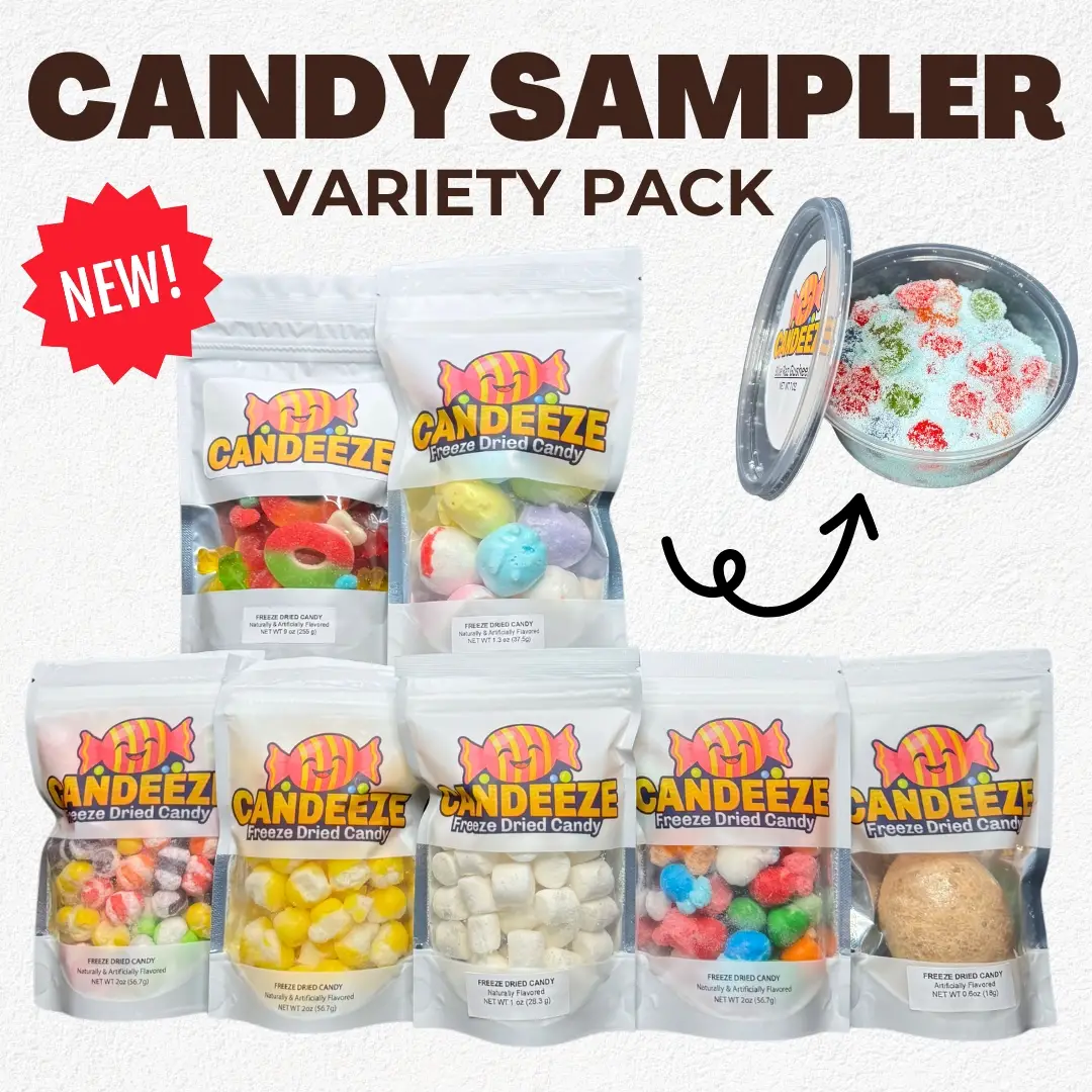 Candeeze Candy Sampler Variety Pack (7 bags + FREE GUSHEEZE)