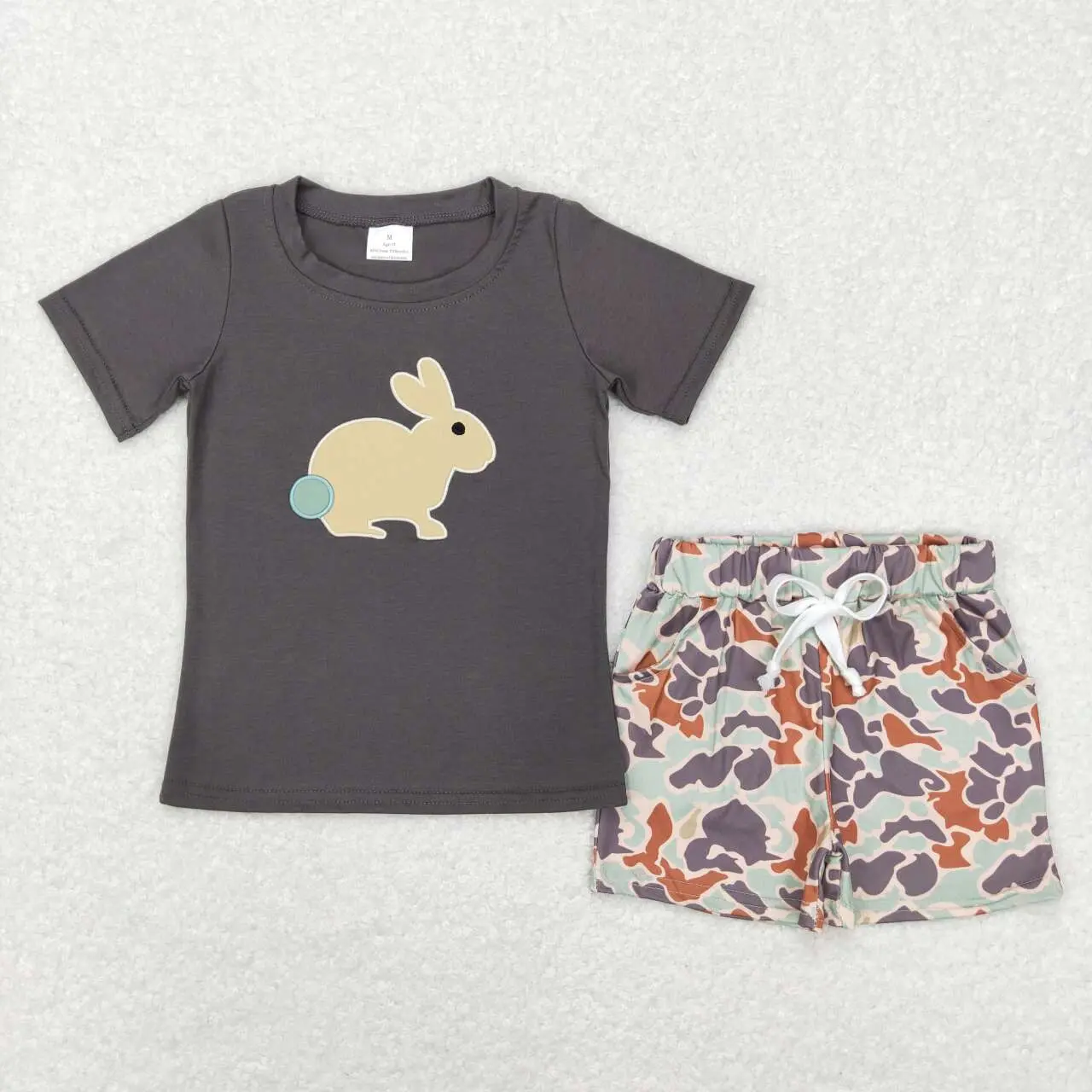 Toddler Boys' Easter Shorts Set, 2-Piece Casual Cotton Outfit with Bunny Graphic T-Shirt for Spring Wear, Casual Set