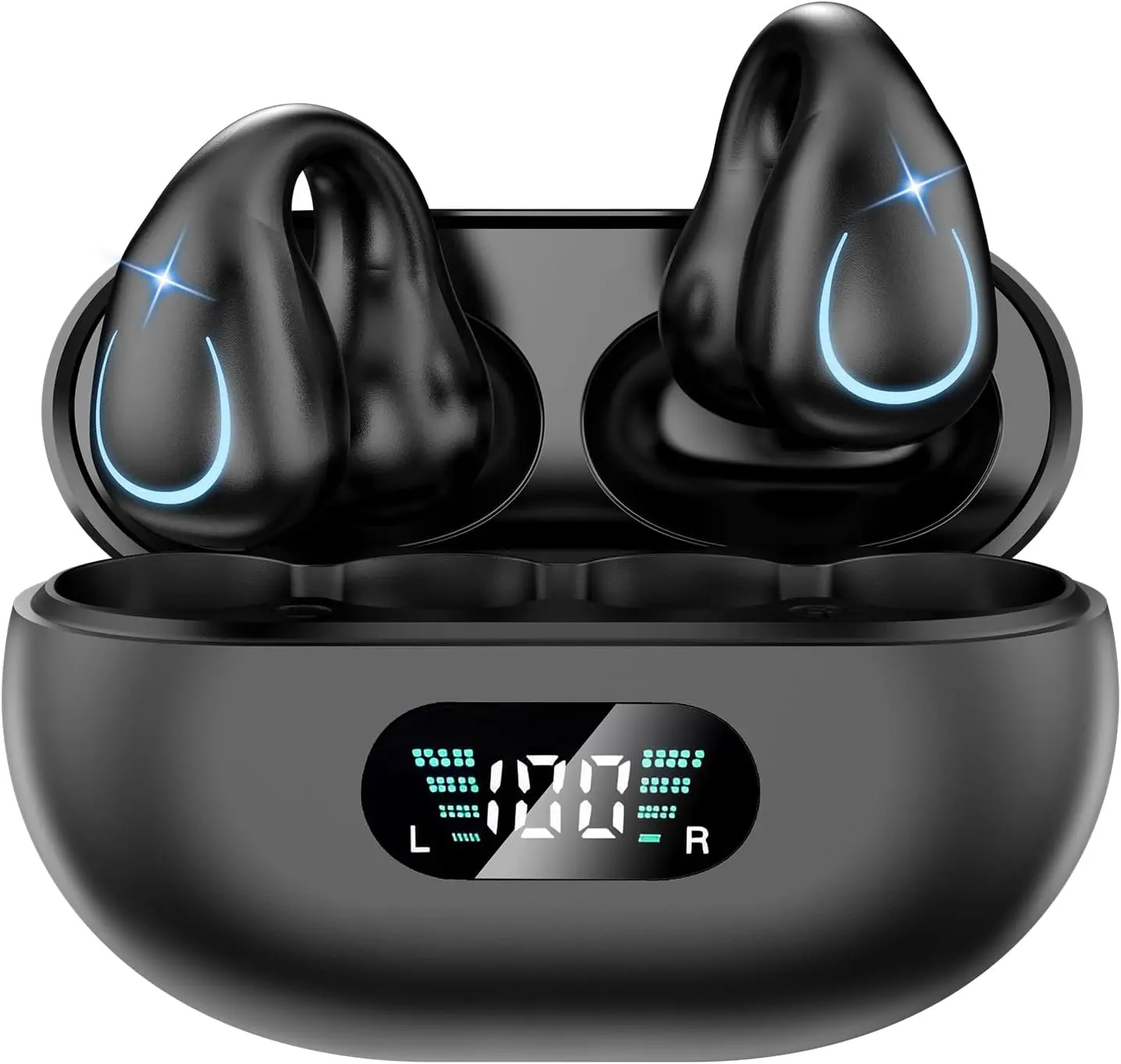 Open Earbuds, Wireless Bone Conduction Earphone Bluetooth 5.3 Clip Ear HiFi Sound Quality Waterproof TWS Headset Sports Gaming Headphones