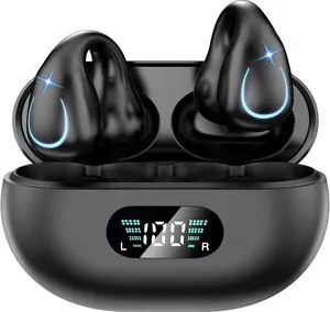 Open Earbuds, Wireless Bone Conduction Earphone Bluetooth 5.3 Clip Ear HiFi Sound Quality Waterproof TWS Headset Sports Gaming Headphones