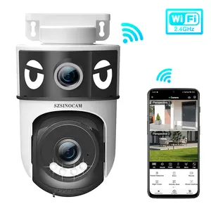 Dual Lens Wireless Security Camera, Ptz Outdoor Surveillance, 2.4g WiFi, Auto Tracking, Night Vision, Two-Way Audio, Motion Detection