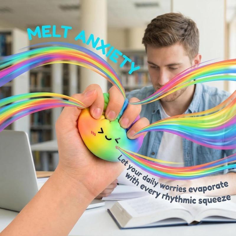 Giant Glitter Dumpling, Giant Dumpling Squishy, Mega Rainbow Dumplings, Cute Anxiety Relief Fidget Toy, with Steamer Box,Soft Squeeze Decompression Dough for Adults