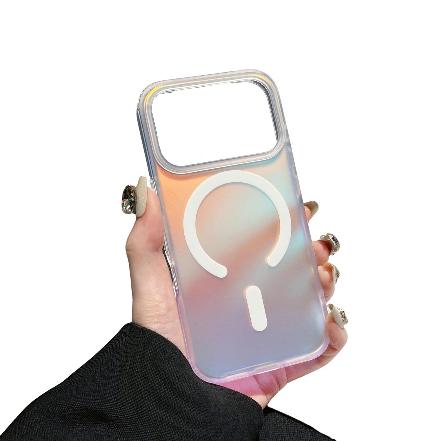 Laser PrismGlow Color-Shift Iridescent Clear Phone Case, Sparkly Cute Design, MagSafe Magnetic Cover for iPhone 17 16 15 14 13 12 Pro Max