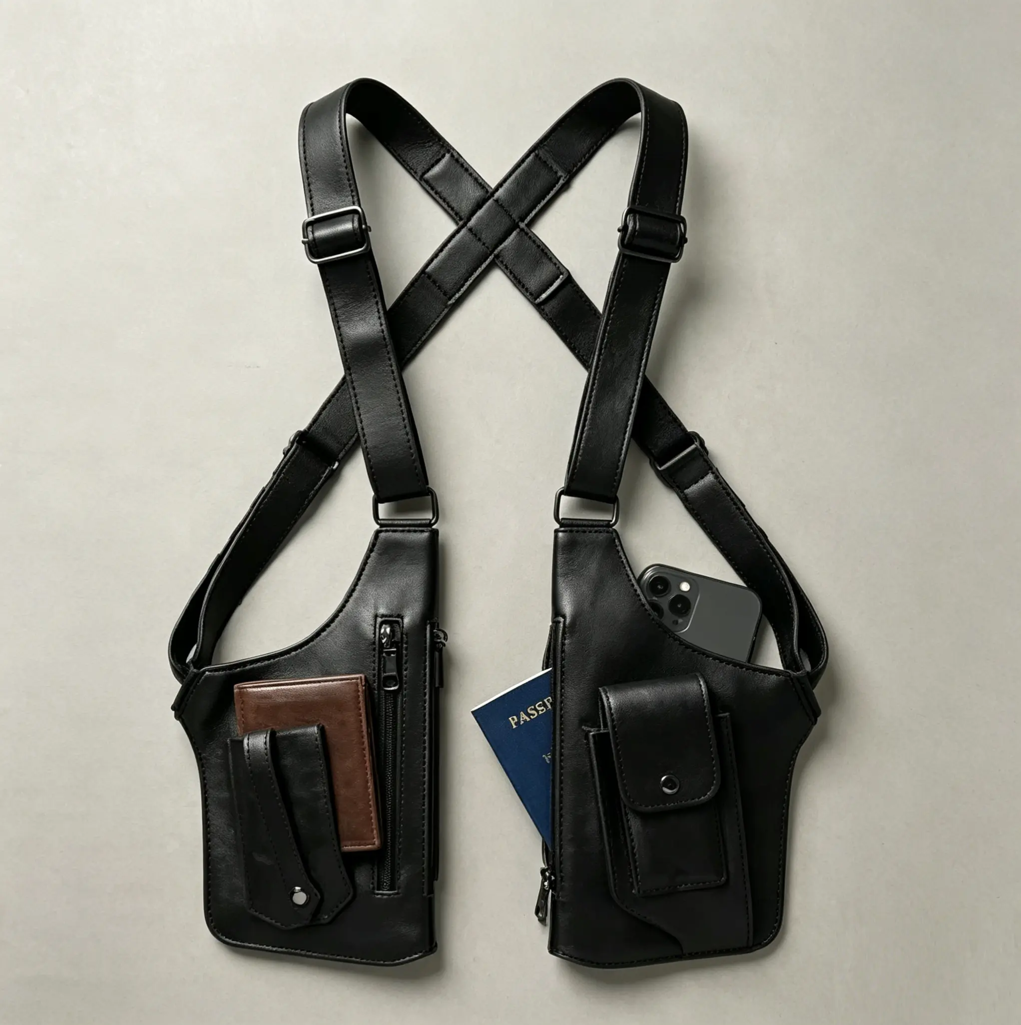 2026 New Unisex Retro Plain PU Leather Double-Shoulder Underarm Bag - Adjustable Strap, Hidden Anti-Theft Pocket, Waterproof Phone & Wallet Pouch, Casual Outdoor Hiking Use, Ideal Father’s Day & Birthday Gift Bag