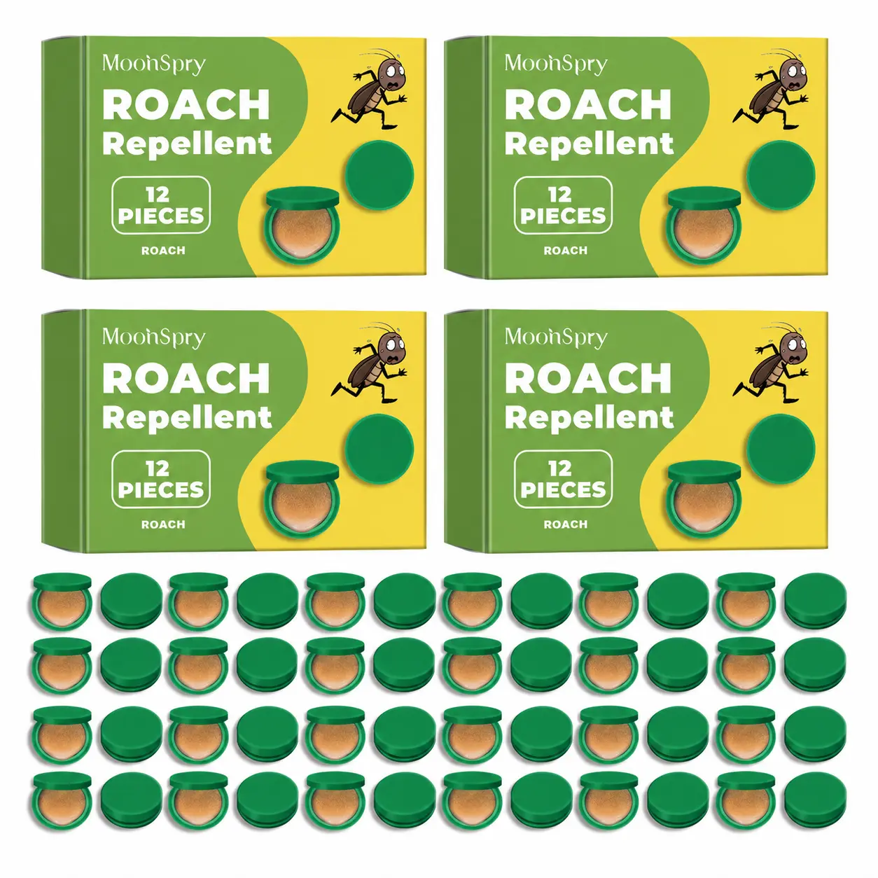 Cockroach Bait Station, Roaches Repellent Indoor, Keep Roach Away, Roach Repellent for Home & Vehicle, Lasts up to 2 Months, Safe for Humans & Pets - 12 Pack