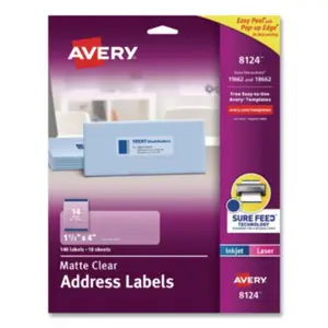 Avery AVE08124 Matte Address Labels, Clear