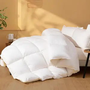 Feather Down Fiber Comforter King Size, Soft Duvet Insert, Luxurious White Bedding Comforters, All Season Medium Warmth 106 x 90 Inch.