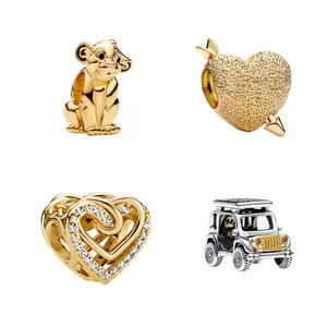 Gold Charm Beads for Bracelet | Heart, Cute Animal & Car Dangle Charms | Elegant Gift Jewelry