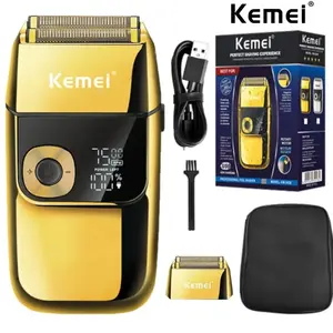 Kemei Beard Trimmer KM-2028 Men's Electric Metal Shaver LED Display Adjustable Speed USB Electric Shaver Hair Shavers