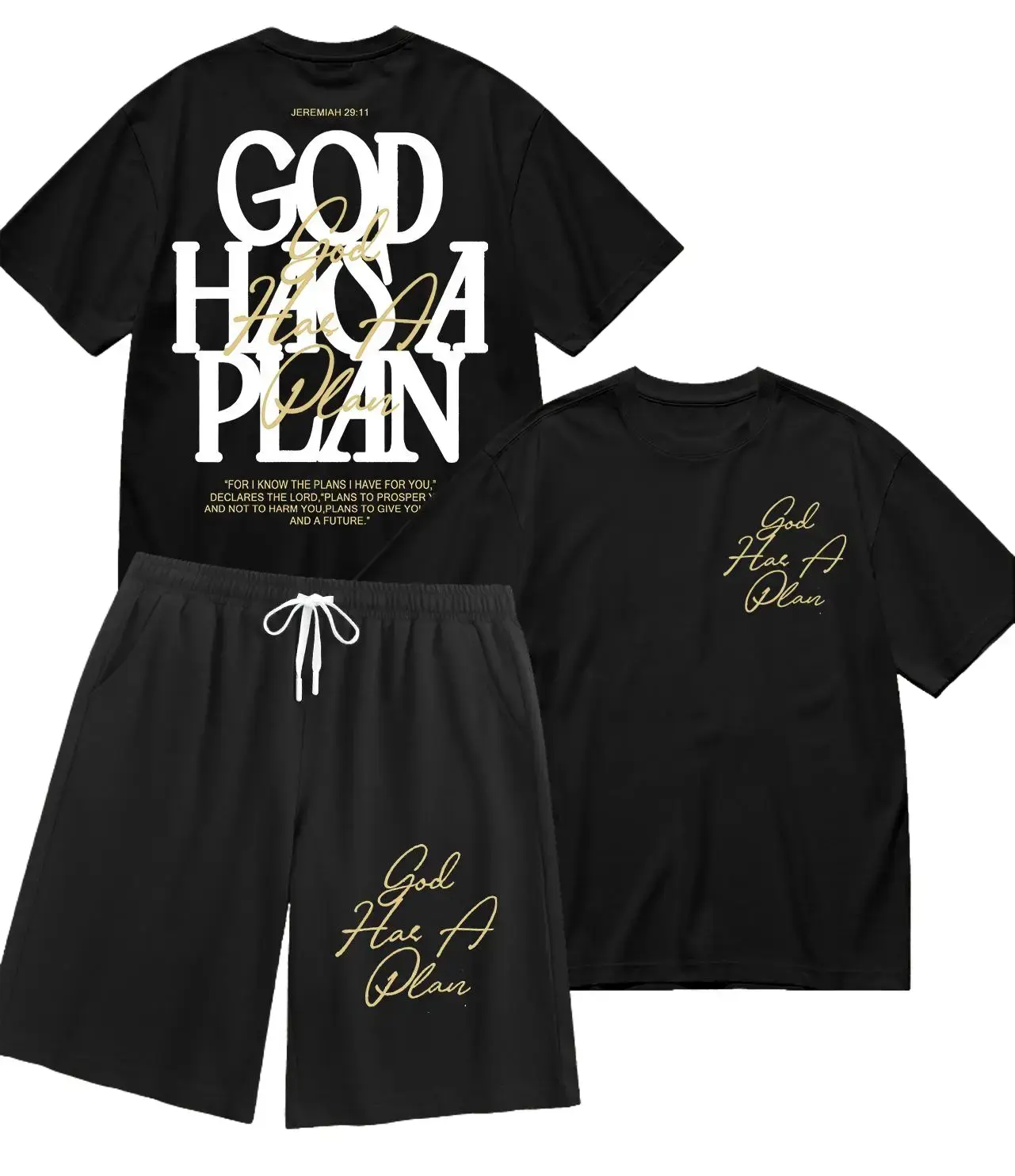 Trendy Christian T-Shirt — "God Has a Plan" (Jeremiah 29:11) | Large Front & Back Print | Faith-Themed Apparel — The Perfect Choice for Spring and St. Patrick's Day outdoorfun summerwins Streetwear Man